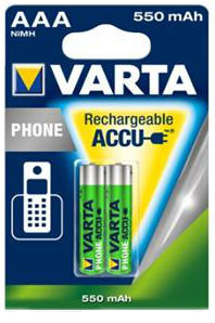 Аккумуляторы VARTA Phone ACCU AAA 550mAh BLI 2 NI-MH