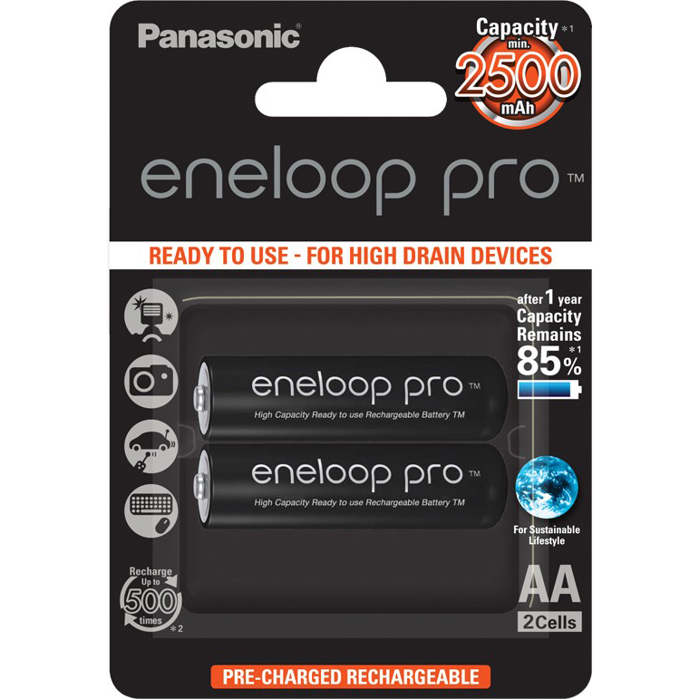 Акумулятори Panasonic ENELOOP Pro R6/AA 2500mAh, 2шт (BK-3HCDE/2BE)