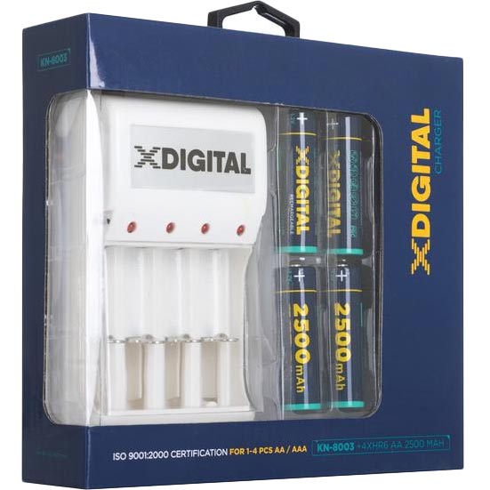 Зарядное устройство X-DIGITAL KN-8003 + 4 АА HR6 Ni-MH 2500mAh Зарядное устройство X-DIGITAL KN-8003 + 4 АА HR6 Ni-MH 2500mAh