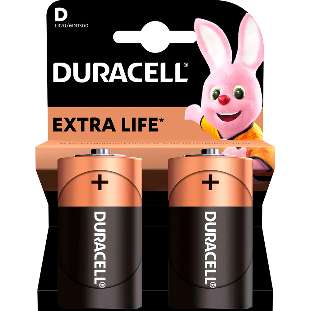 Батарейки Duracell D LR20/MN1300 2 шт (81545439) Електрохімічна система марганцево-цинкова (лужна)