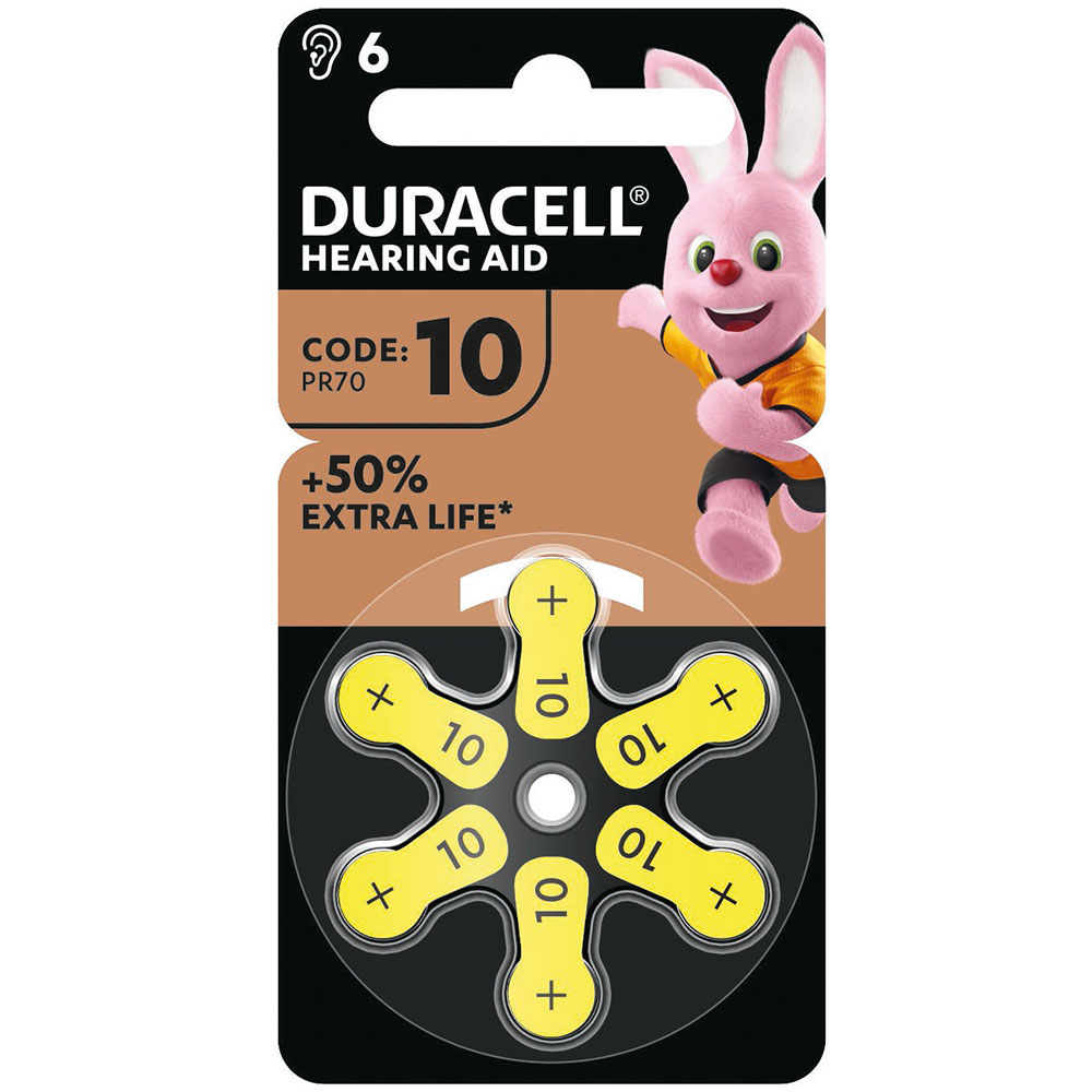 Батарейки для слухових апаратів DURACELL розмір 10 6 шт (81546854) Електрохімічна система цинк-воздушная (ZnO2)