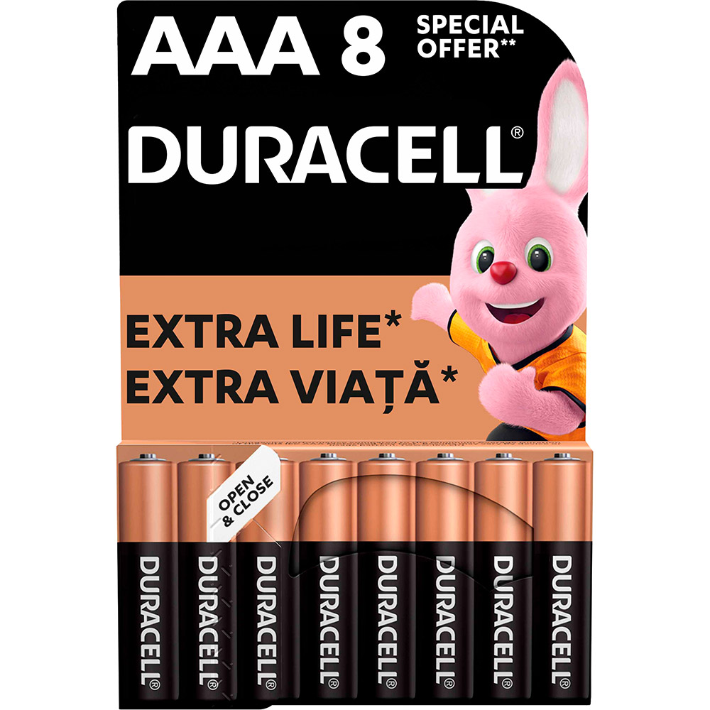 Лужні батарейки DURACELL AAA 8 шт (81545429) Електрохімічна система лужна (L)