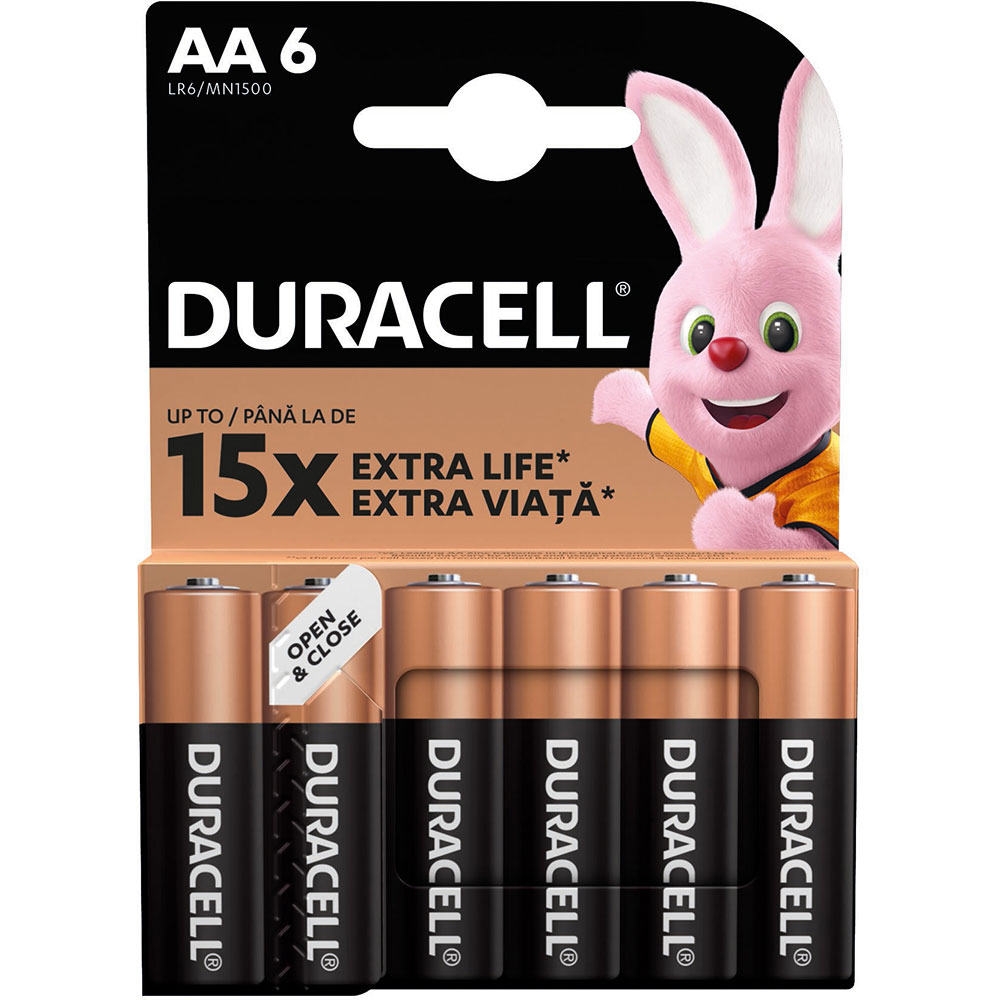 Лужні батарейки DURACELL AA 6 шт (81545408) Електрохімічна система лужна (L)