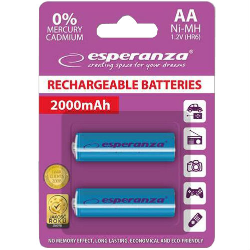 Аккумулятор ESPERANZA Ni-MH AA 2000 mAh EZA103B (2927259) Электрохимическая система никель-металлогидридная (NiMH)