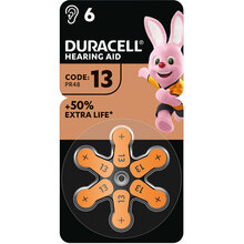 Батарейки для слуховых аппаратов DURACELL размер 13 6 шт (5002989)