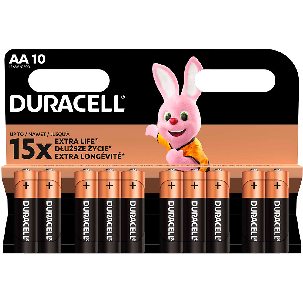 Лужні батарейки DURACELL AA 10 шт (5002508) Електрохімічна система лужна (L)