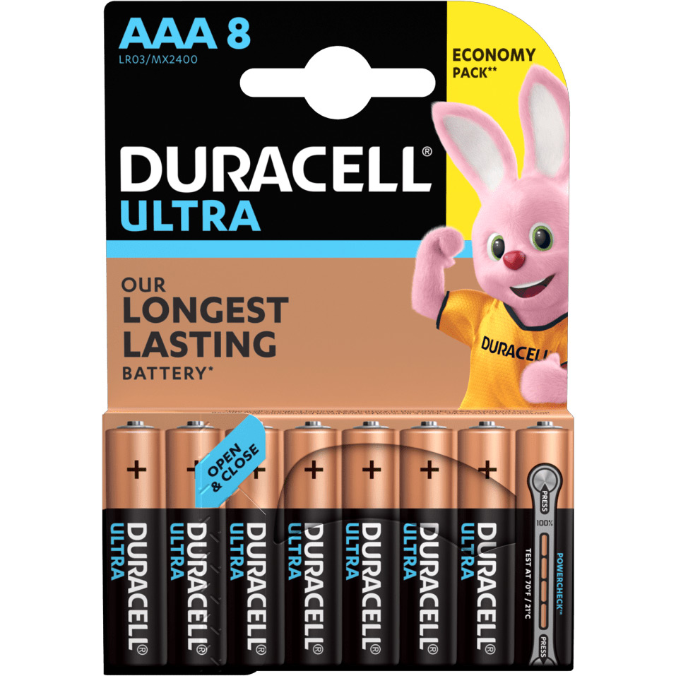 Батарейки DURACELL LR03 KPD 08*10 Ultra лужні (5004808) уп. 1х8 шт.