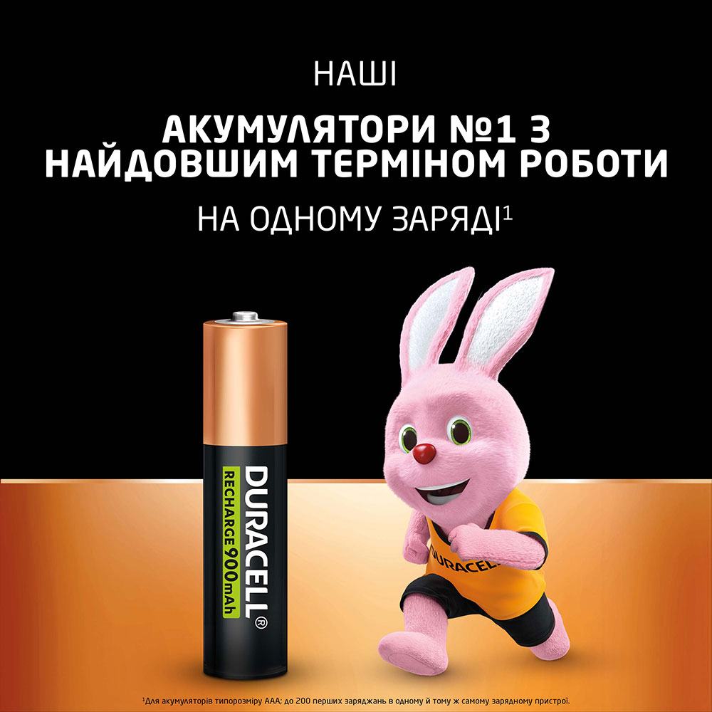 Аккумуляторы Duracell Rechargeable AAА 900 mAh 4 шт. (5005015) Размер батареи цилиндр AAA (R03,286)