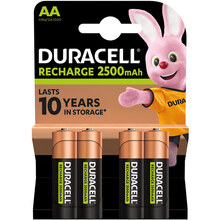 Аккумуляторы DURACELL Rechargeable AA 2500 мАч 4 шт (5018825/5017764/5016999/5007308)