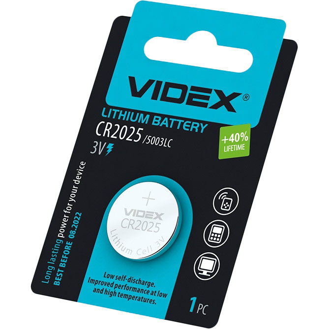 

Батарейка VIDEX CR2025 Blister/1pcs (24233), Батарейка CR2025, Літієва Blister/1pcs