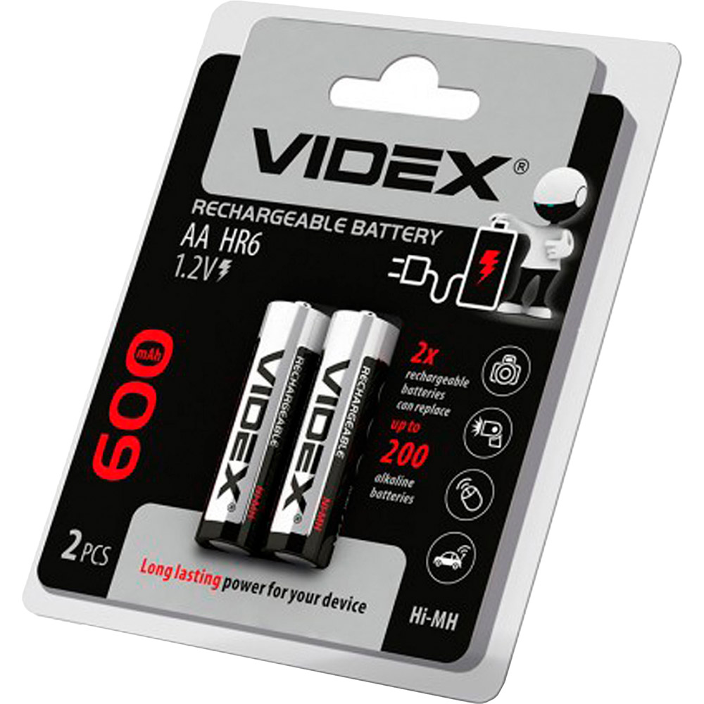 

Аккумулятор VIDEX HR6/AA 600 mAh Blister 2 шт (23338), Акумулятор HR6/AA 600mAh Blister/2pcs