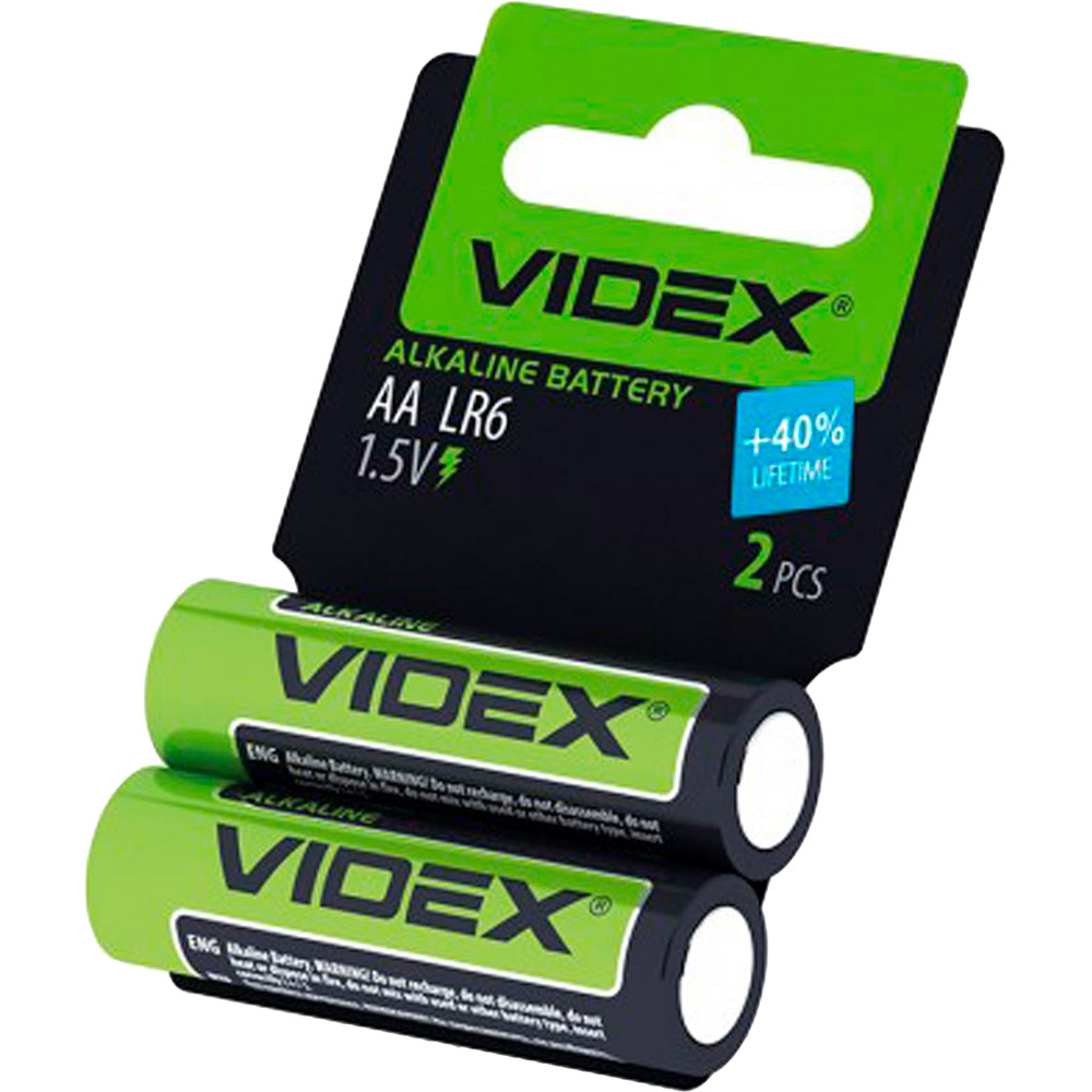 

Батарейки VIDEX LR6/AA Blister 2 шт (21162), Батарейка LR6AA, Лужна, Blister/2pcs