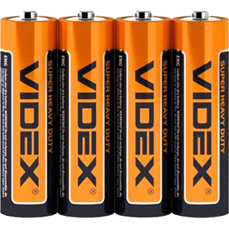 

Батарейки VIDEX R6P/AA Blister 4 шт (21156), Батарейка R6P/AA, Сольова, Blister/4pcs
