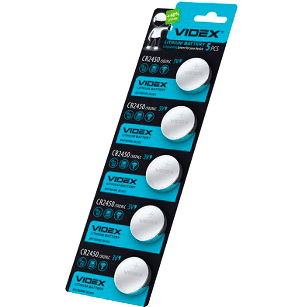 

Батарейки VIDEX CR2450 Blister 5 шт (23462), CR2450, Літієва Blister/5pcs (23462)