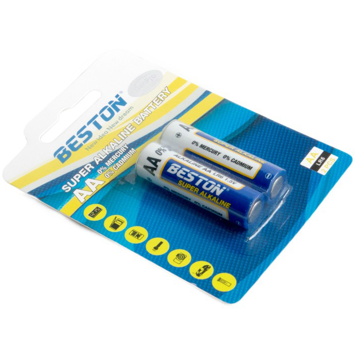 Батарейки BESTON AA 1.5V Alkaline 2шт (AAB1830) Размер батареи цилиндр AA (R6,316)