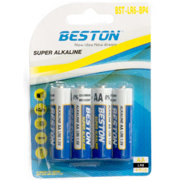 

Батарейки BESTON AA 1.5V Alkaline 4шт (AAB1831), Батарейка AA 1.5V Alkaline, 4шт