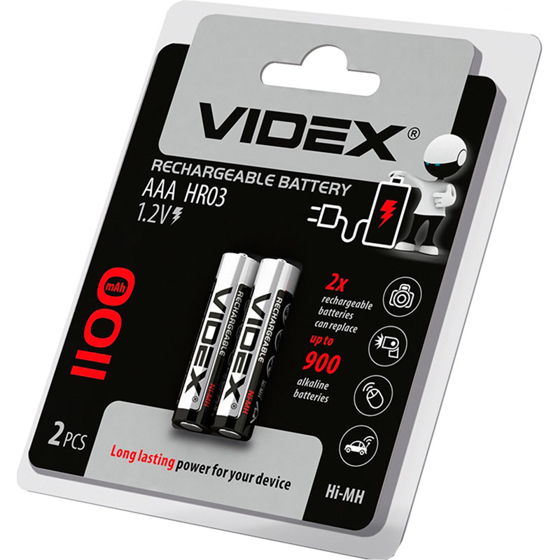 

Аккумулятор VIDEX HR03/AAA 1100mAh Blister/2pcs (23337), Акумулятор HR03/AAA 1100mAh Blister/2pcs (23337)