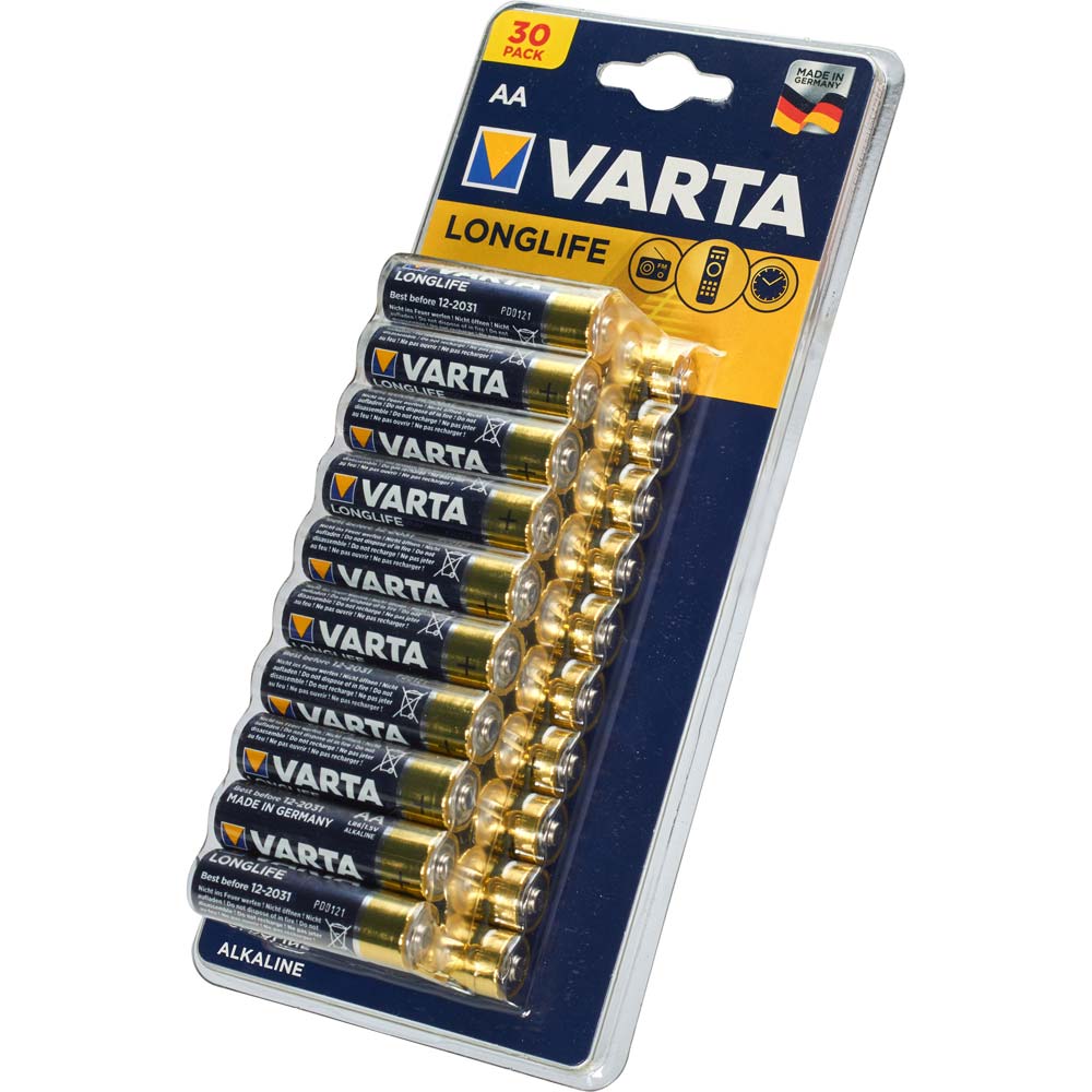 

Батарейка Varta Long Life AA 30 шт (4008496992126), LONGLIFE AA BLI 30 ALKALINE, шт