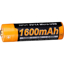 Акумулятор FENIX Li-Ion 14500 1600 мАг 1.5В micro-USB 1 шт (ARB-L14-1600U)