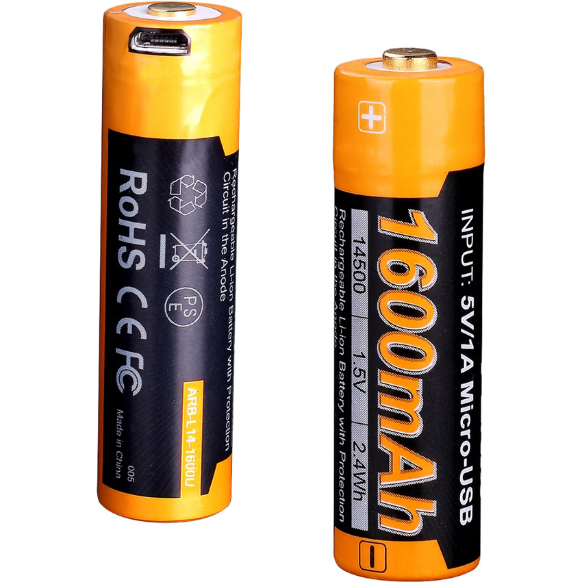 Акумулятор FENIX Li-Ion 14500 1600 мАг 1.5В micro-USB 1 шт (ARB-L14-1600U) Електрохімічна система літій-іонна (Li-ion)