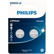 Батарейки PHILIPS Lithium CR2032 2 шт (CR2032P2/01B)