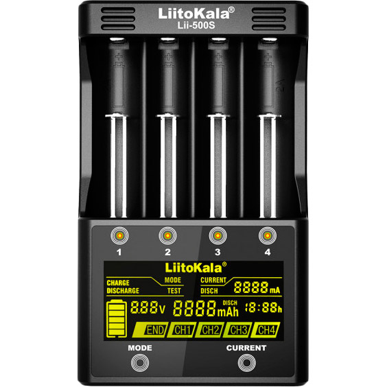 Зарядное устройство LIITOKALA 4 Slots LCD-дисплей (Lii-500S)