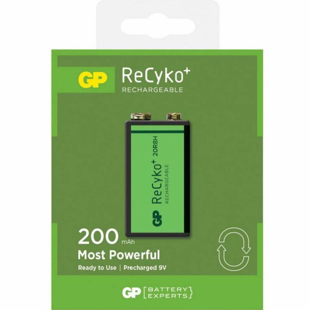 Акумулятор GP Крона ReCyko+ 200mAh 1 шт (20R8HN-GB1 / 20R8HBE-U1 / 4891199074509)