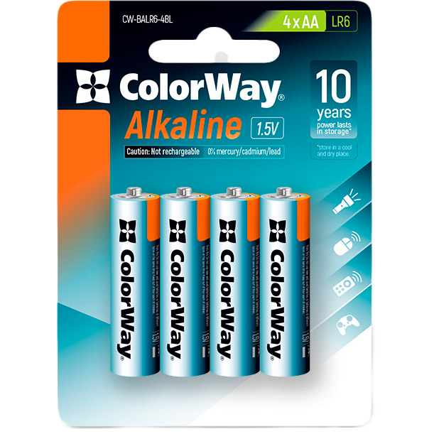 Батарейки COLORWAY Alkaline Power АА 4 шт (CW-BALR06-4BL)