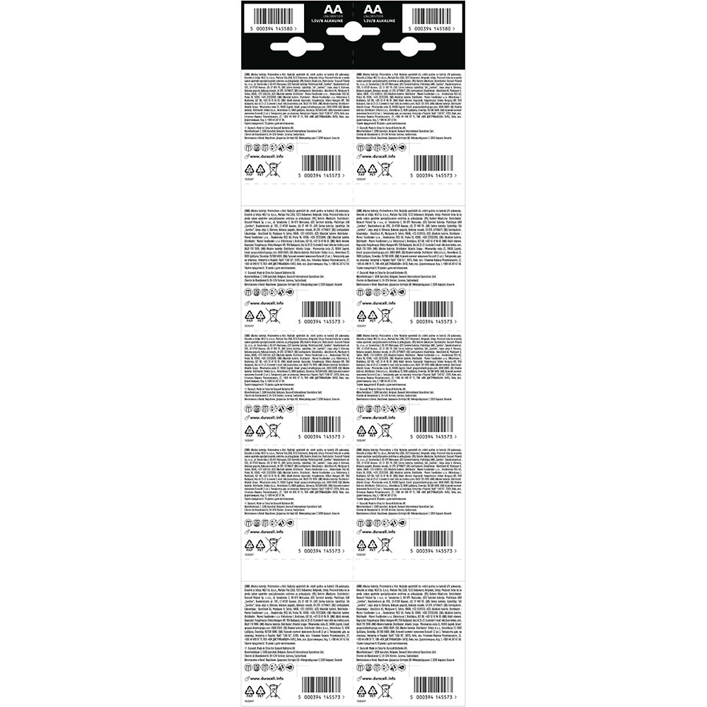 Батарейки DURACELL Simply AA лужні 20 шт (5010608/5014439) Електрохімічна система лужна (L)