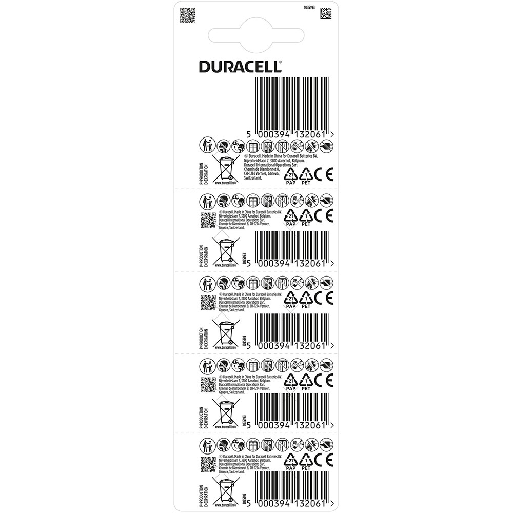 Батарейки DURACELL LR44 2 х 5 шт (5008184) Електрохімічна система лужна (L)