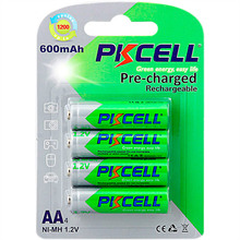 Акумулятори PKCELL Ni-MH AA 600 мАг 1.2В RTU 4 шт (AA600-4B)