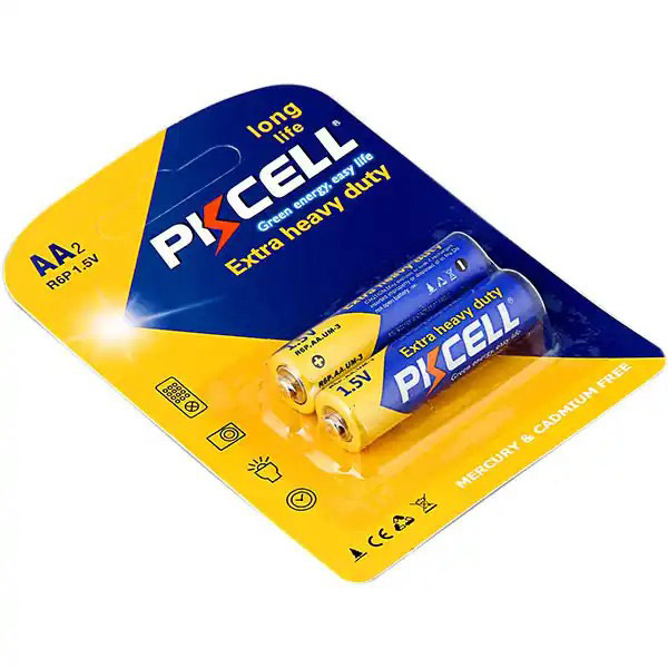 Батарейки PKCELL Extra Heavy Duty AA 2шт (R6P-2B) Розмір батареї циліндр AA (R6,316)