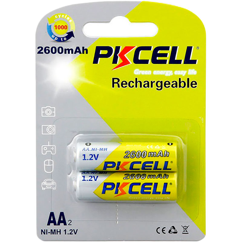 Фото - Акумулятор / батарейка Pkcell Акумулятор  1.2V AA 2600 мАг NiMH Rechargeable Battery 2 шт (PC/AA26 