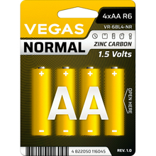 Батарейки VEGAS Normal АА Zinc-Carbon 4 шт (VR-6SH4-NR)