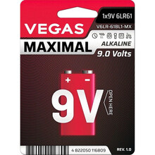 Первичный элемент питания Vegas Maximal V6LR-61BL1-MX 9 В Alkaline 1 шт (4822050116809)