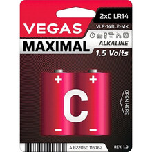 Батарейки VEGAS Alkaline Maximal C 2шт (VLR-14BL2-MX)