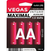 Первичный элемент питания Vegas Maximal VLR-6BL4-MX АА Alkaline 4 шт (4822050116748)