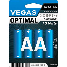 Батарейки VEGAS Alkaline Optimal АА 4 шт (VLR-6BL4-OP)