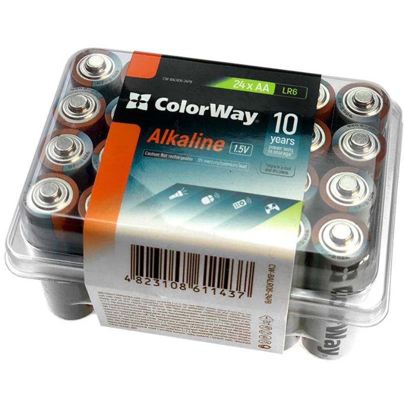 Батарейки COLORWAY Alkaline Power AA/LR06 Plactic Box 24шт (CW-BALR06-24PB)