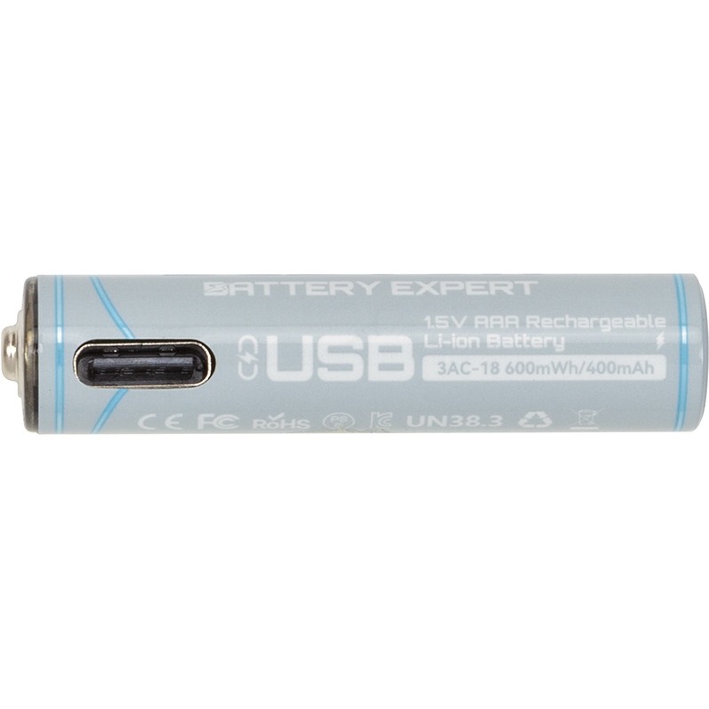 Аккумулятор BESTON AAA USB Type-C 1.5V 400mah Li-ion 3AC-18 4 шт (AA620272) Размер батареи цилиндр AAA (R03,286)