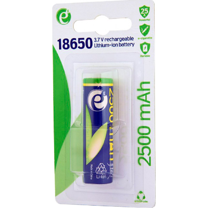 Аккумулятор ENERGENIE Lithium 18650 2500mAh 3.7V (EG-BA-18650-10C/2500) Электрохимическая система литий-ионная (Li-ion)