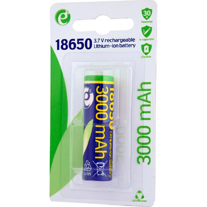 Аккумулятор ENERGENIE Lithium 18650 3000mAh 3.7V (EG-BA-18650-10C/3000) Электрохимическая система литий-ионная (Li-ion)