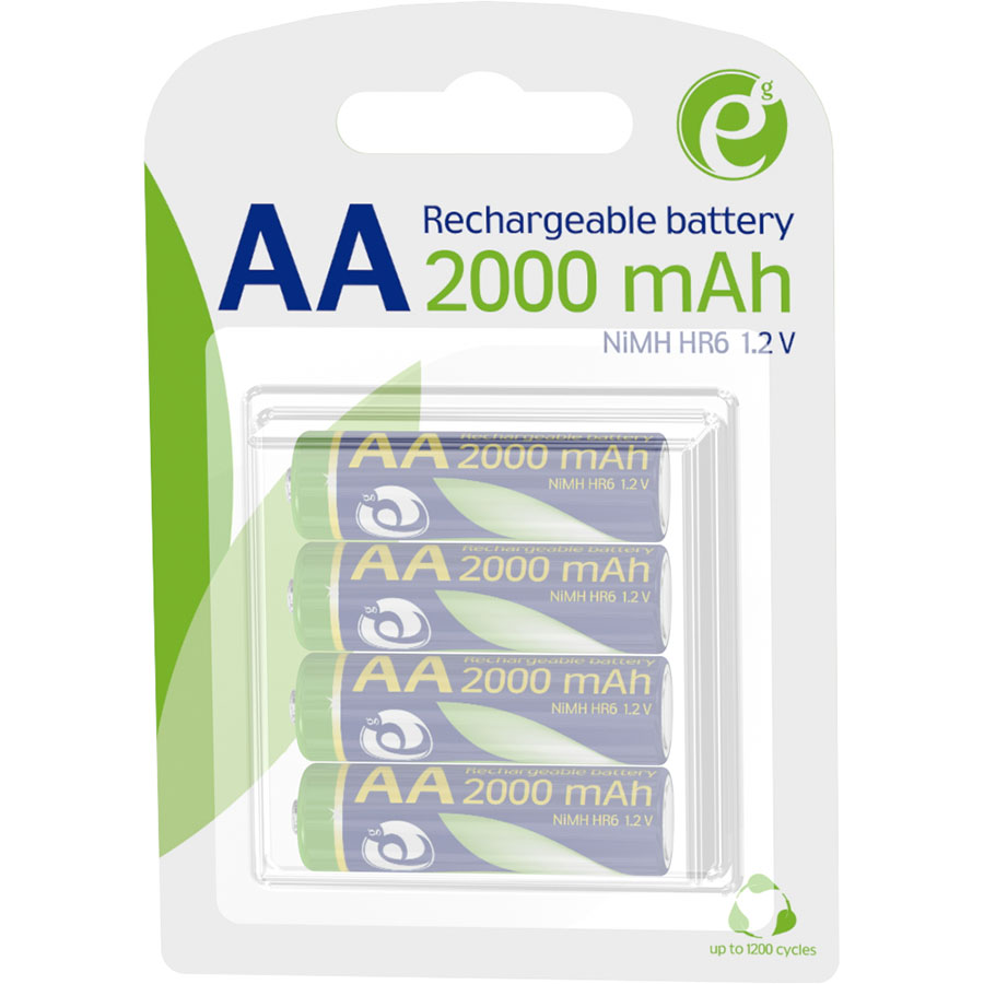 Аккумулятор ENERGENIE AA 2000mAh 4шт (EG-BA-AA20R4-01) Электрохимическая система никель-металлогидридная (NiMH)