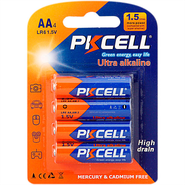 Батарейки PKCELL AA LR6 1.5V 4 шт (LR6-4B)