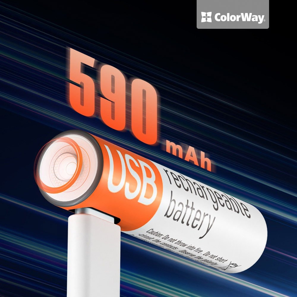 Акумулятор COLORWAY AAА USB-С 590 мАг 1.5В 1 шт (CW-UBAAA-09) Особливості плата захисту