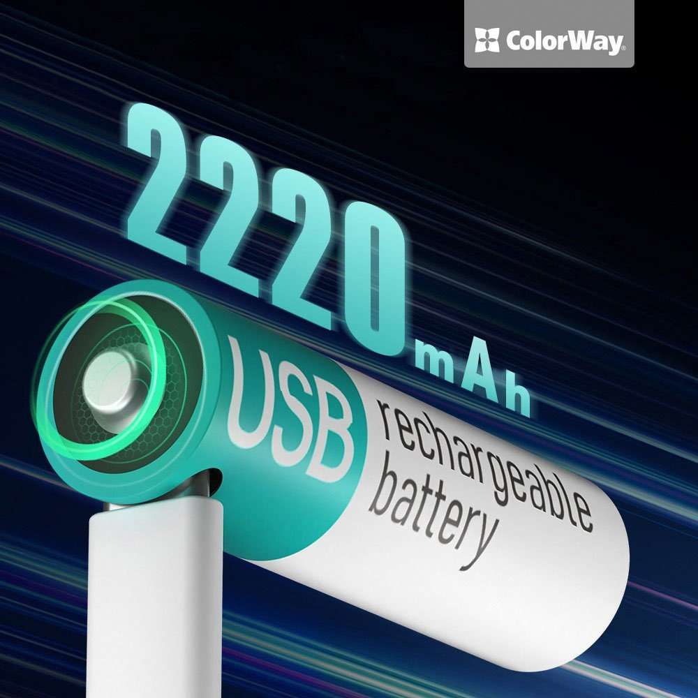 Фото 4 Аккумуляторы COLORWAY  2220 мАч Li-Polymer 2 шт (CW-UBAA-10)