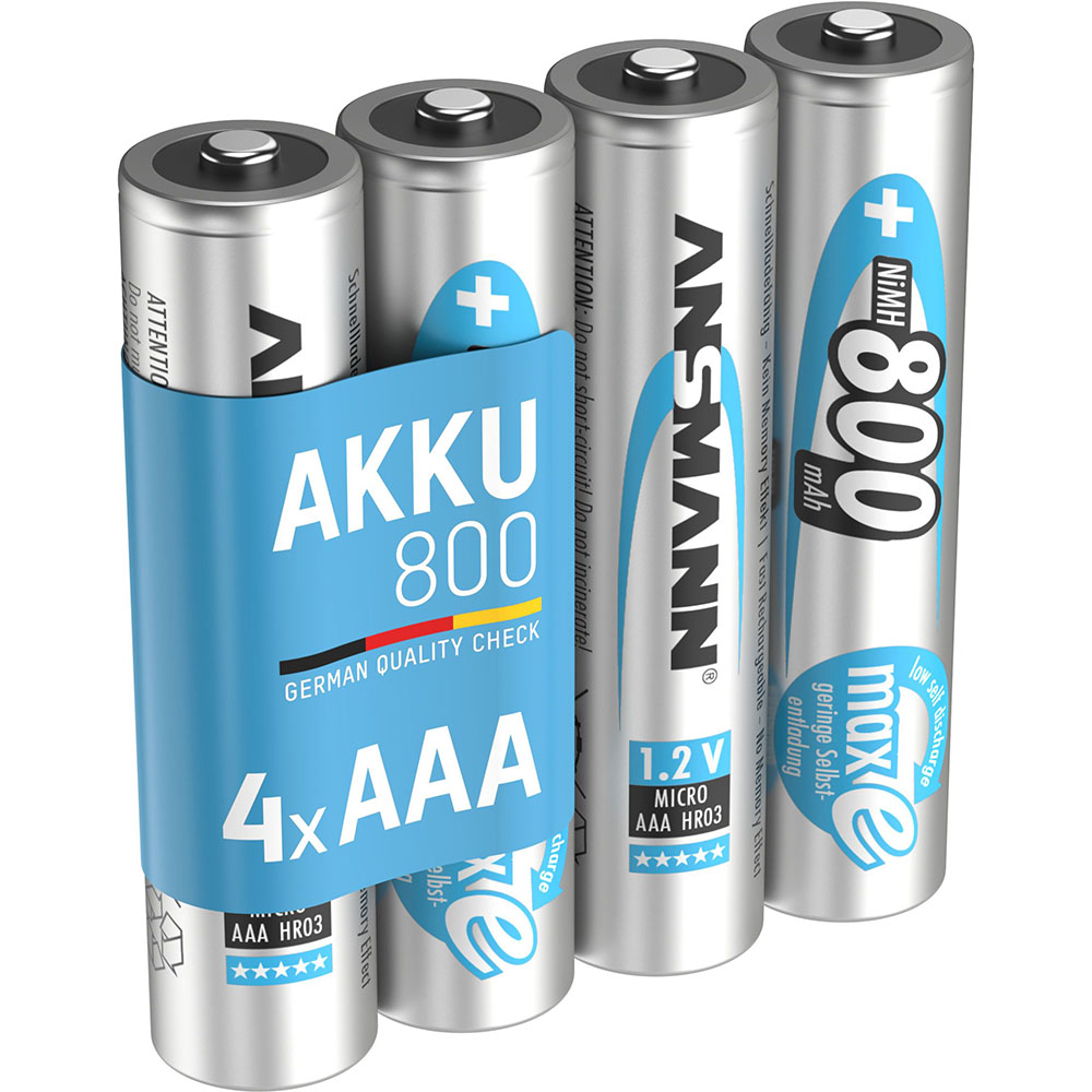 Акумулятори ANSMANN AAA 800 mAh maxE Premium 4 шт (5035042) Електрохімічна система нікель-металгідридна (NiMH)