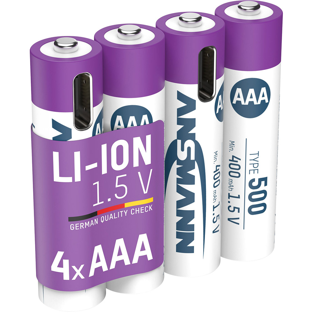 Акумулятори ANSMANN AAA 500 mAh 4шт (1311-0028) Ємність 500