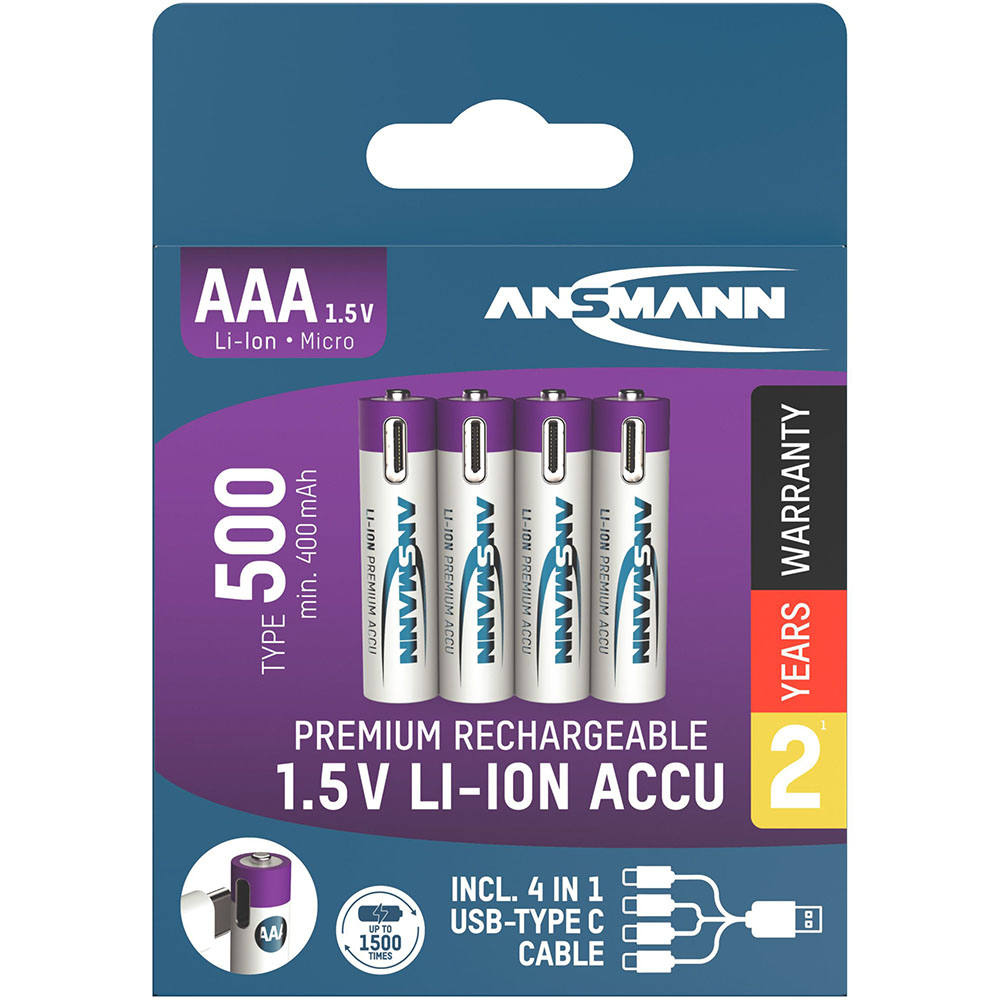 Акумулятори ANSMANN AAA 500 mAh 4шт (1311-0028)