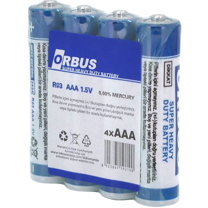 Батарейки ORBUS Zinc Carbon 1.5V AAA/LR03 (ORBZnC/LR03-4S)